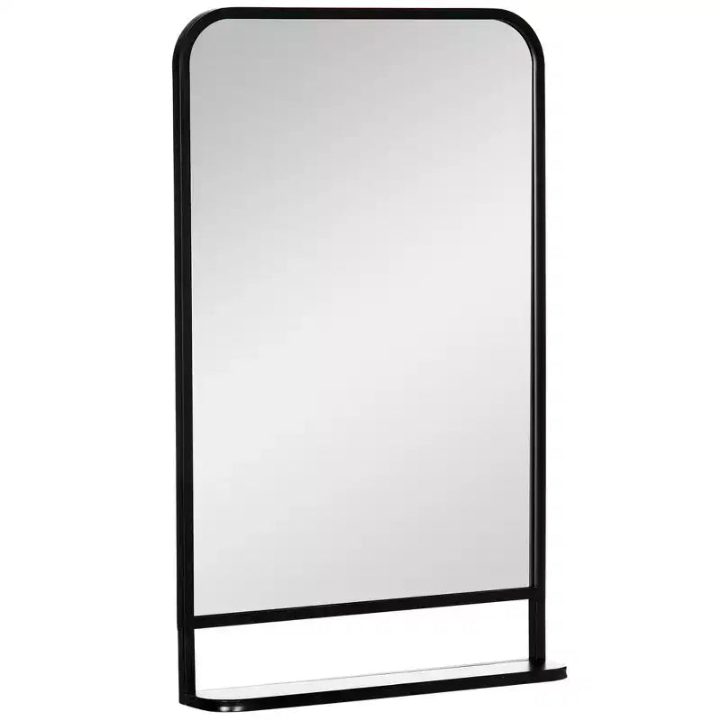 HOMCOM Specchio Rettangolare da Parete Moderno 34 x 21 con Ripiano, Specchio per Soggiorno, Camera da Letto, Nero