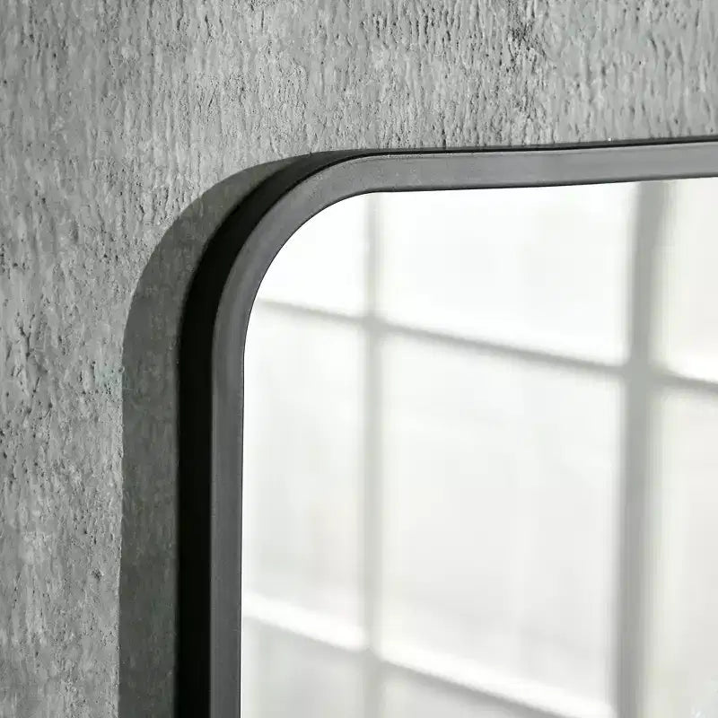 HOMCOM Specchio Rettangolare da Parete Moderno 34 x 21 con Ripiano, Specchio per Soggiorno, Camera da Letto, Nero