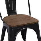 Yaheetech 4 SEDIE da Pranzo Impilabili con Struttura in Metallo, Seduta in Legno, Schienale e Poggiapiedi