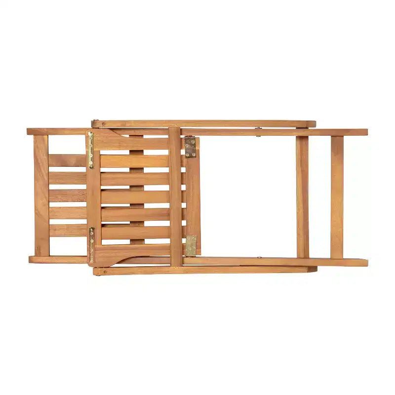 Merrick Lane Set da Bistrò Pieghevole da Tre Pezzi in Legno Massello di Acacia con Tavolo Rotondo Leggero e Due Sedie, Naturale