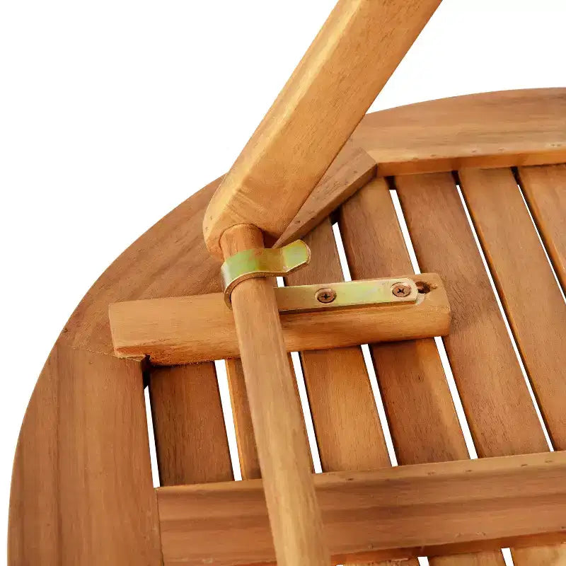 Merrick Lane Set da Bistrò Pieghevole da Tre Pezzi in Legno Massello di Acacia con Tavolo Rotondo Leggero e Due Sedie, Naturale