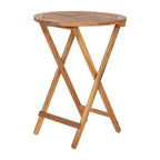 Merrick Lane Set da Bistrò Pieghevole da Tre Pezzi in Legno Massello di Acacia con Tavolo Rotondo Leggero e Due Sedie, Naturale
