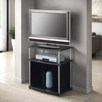 Mobile TV Designs2Go per TV fino a 25 con mobiletto in vetro nero e ripiano - Breighton Home
