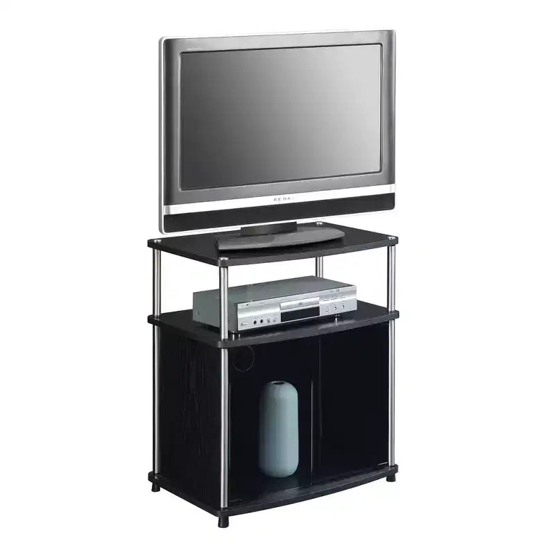 Mobile TV Designs2Go per TV fino a 25 con mobiletto in vetro nero e ripiano - Breighton Home