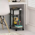 Furinno U-Shape Rolling Storage Cart Sofa Side End Table w/Open Display Shelf,Oak