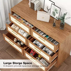 Garvee Cassettiera da Camera con 6 Cassetti, Cassettiera in Legno con Design in Tessuto Iuta per Armadio, Soggiorno, Ingresso, Asilo, Camera Bambini