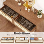 Garvee Cassettiera da Camera con 6 Cassetti, Cassettiera in Legno con Design in Tessuto Iuta per Armadio, Soggiorno, Ingresso, Asilo, Camera Bambini