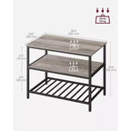 VASAGLE Isola Cucina a 3 Livelli, Scaffale Cucina da 100 cm con Ampio Piano di Lavoro, Industriale, Marrone Rustico e Nero