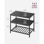 VASAGLE Isola Cucina a 3 Livelli, Scaffale Cucina da 100 cm con Ampio Piano di Lavoro, Industriale, Marrone Rustico e Nero