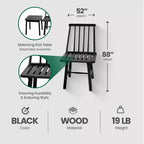 Jack Post, sedia robusta da fattoria senza braccioli, 250 libbre di portata, design classico, in legno duro indonesiano per interni o esterni, nera