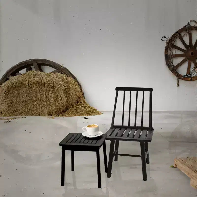 Jack Post, sedia robusta da fattoria senza braccioli, 250 libbre di portata, design classico, in legno duro indonesiano per interni o esterni, nera