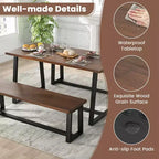 Costway Tavolo da Pranzo Grande 160 cm per 4-6 Persone con Telaio Robusto in Metallo Moderno Nero/Caffè