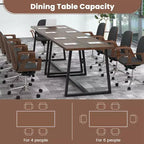 Costway Tavolo da Pranzo Grande 160 cm per 4-6 Persone con Telaio Robusto in Metallo Moderno Nero/Caffè