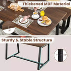 Costway Tavolo da Pranzo Grande 160 cm per 4-6 Persone con Telaio Robusto in Metallo Moderno Nero/Caffè