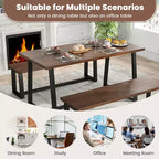 Costway Tavolo da Pranzo Grande 160 cm per 4-6 Persone con Telaio Robusto in Metallo Moderno Nero/Caffè