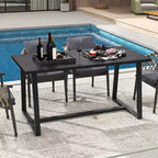 Costway Tavolo da Pranzo Grande 160 cm per 4-6 Persone con Telaio Robusto in Metallo Moderno Nero/Caffè