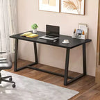 Costway Tavolo da Pranzo Grande 160 cm per 4-6 Persone con Telaio Robusto in Metallo Moderno Nero/Caffè