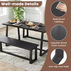 Costway Tavolo da Pranzo Grande 160 cm per 4-6 Persone con Telaio Robusto in Metallo Moderno Nero/Caffè