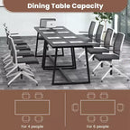 Costway Tavolo da Pranzo Grande 160 cm per 4-6 Persone con Telaio Robusto in Metallo Moderno Nero/Caffè