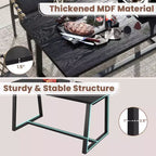 Costway Tavolo da Pranzo Grande 160 cm per 4-6 Persone con Telaio Robusto in Metallo Moderno Nero/Caffè
