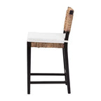 Sgabello da bancone Alise Modern Bohemian Dark Brown in legno di mogano e giunco marino di bali & pari