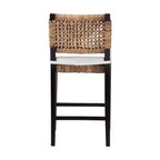 Sgabello da bancone Alise Modern Bohemian Dark Brown in legno di mogano e giunco marino di bali & pari