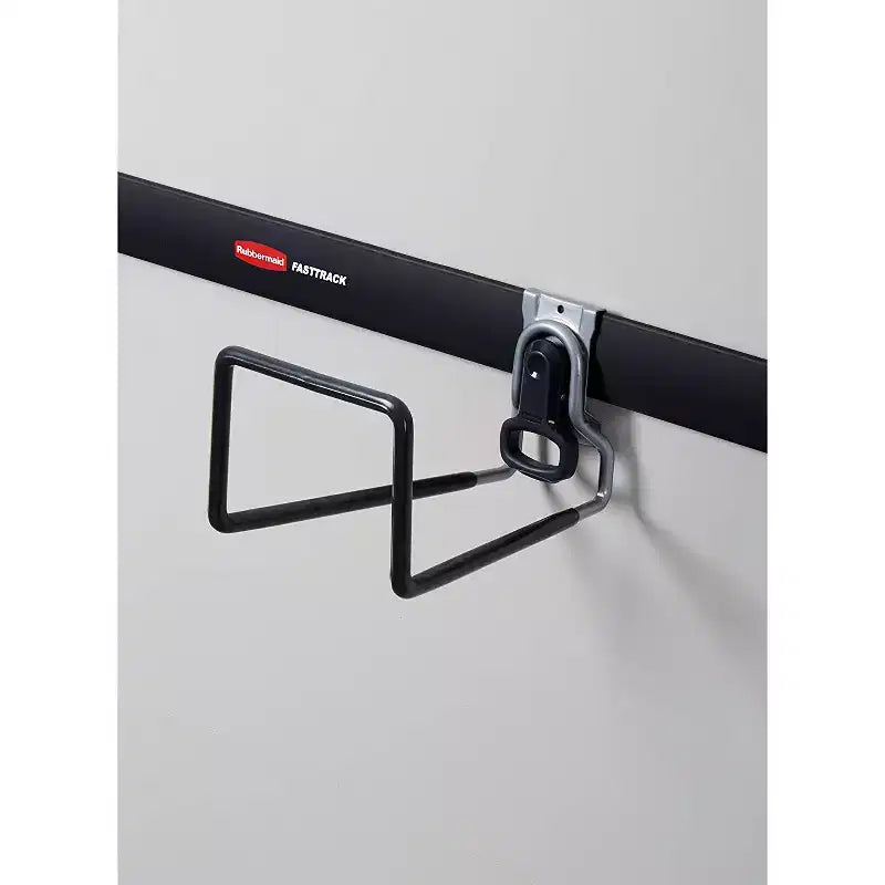 Gancio per tubo dell'acqua per sistema di stoccaggio da garage su binario Rubbermaid FastTrack, nero (confezione da 2)