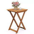 Costway 1/2 PC 20 Inch Patio Folding Table Outdoor Hardwood Bistro Table with Slatted Tabletop