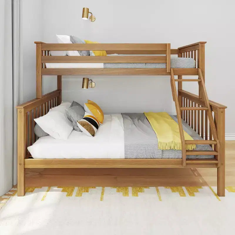 Letto a Castello per Bambini Max & Lily in Legno Massello, Una Piazza e Mezza XL su Piazza e Mezza