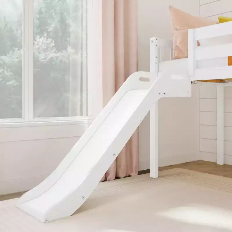 Max & Lily Letto a soppalco basso con scivolo e scale per bambini, in legno massello, con 14 sponde protettive