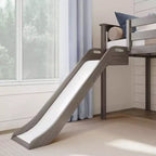 Max & Lily Letto a soppalco basso con scivolo e scale per bambini, in legno massello, con 14 sponde protettive