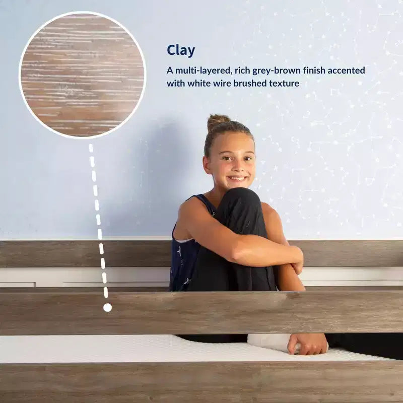 Max & Lily Letto a soppalco basso con scivolo e scale per bambini, in legno massello, con 14 sponde protettive