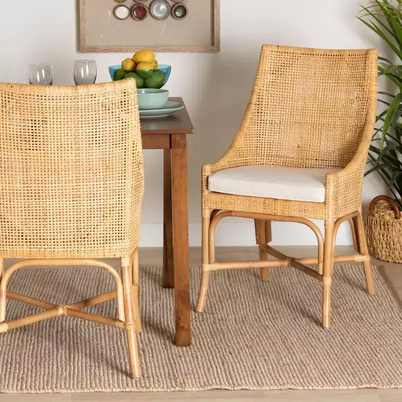 bali & pari Bella Modern Bohemian Natural Brown Rattan Dining Chair