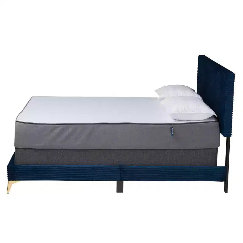 Baxton Studio Abberton Letto a Pannelli Moderno e Contemporaneo in Velluto e Metallo
