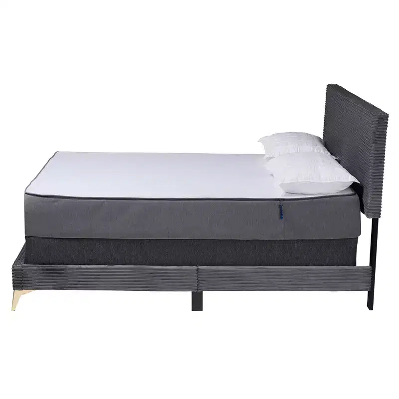 Baxton Studio Abberton Letto a Pannelli Moderno e Contemporaneo in Velluto e Metallo