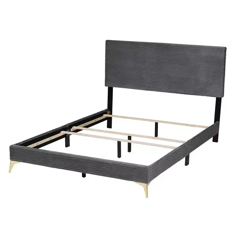 Baxton Studio Abberton Letto a Pannelli Moderno e Contemporaneo in Velluto e Metallo