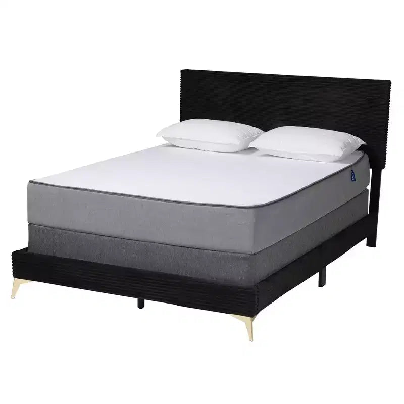 Baxton Studio Abberton Letto a Pannelli Moderno e Contemporaneo in Velluto e Metallo