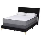 Baxton Studio Abberton Letto a Pannelli Moderno e Contemporaneo in Velluto e Metallo