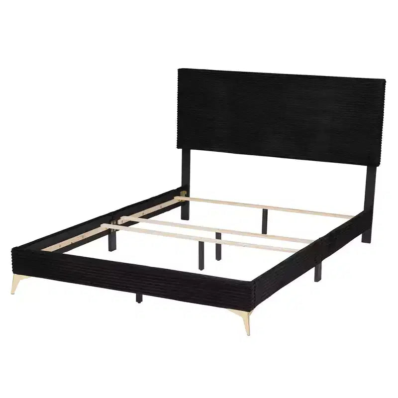 Baxton Studio Abberton Letto a Pannelli Moderno e Contemporaneo in Velluto e Metallo