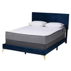 Baxton Studio Abberton Letto a Pannelli Moderno e Contemporaneo in Velluto e Metallo