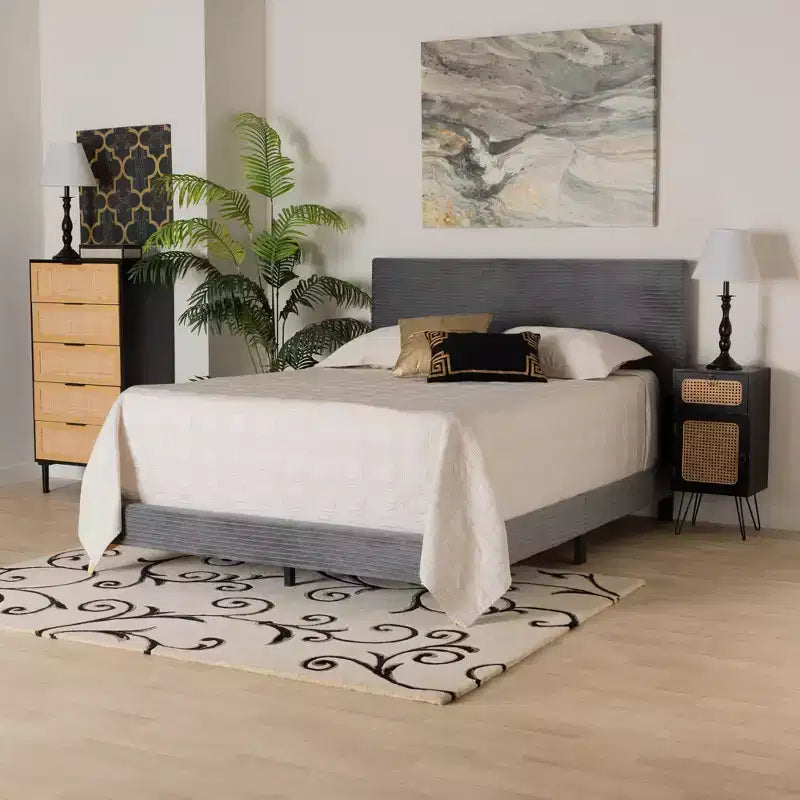 Baxton Studio Abberton Letto a Pannelli Moderno e Contemporaneo in Velluto e Metallo