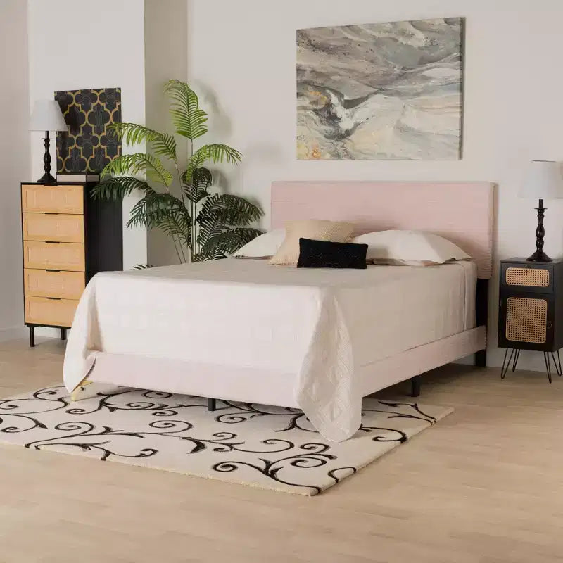 Baxton Studio Abberton Letto a Pannelli Moderno e Contemporaneo in Velluto e Metallo