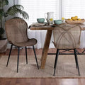 bali & pari Sabelle Japandi Greywashed Rattan and Metal Dining Chair Set