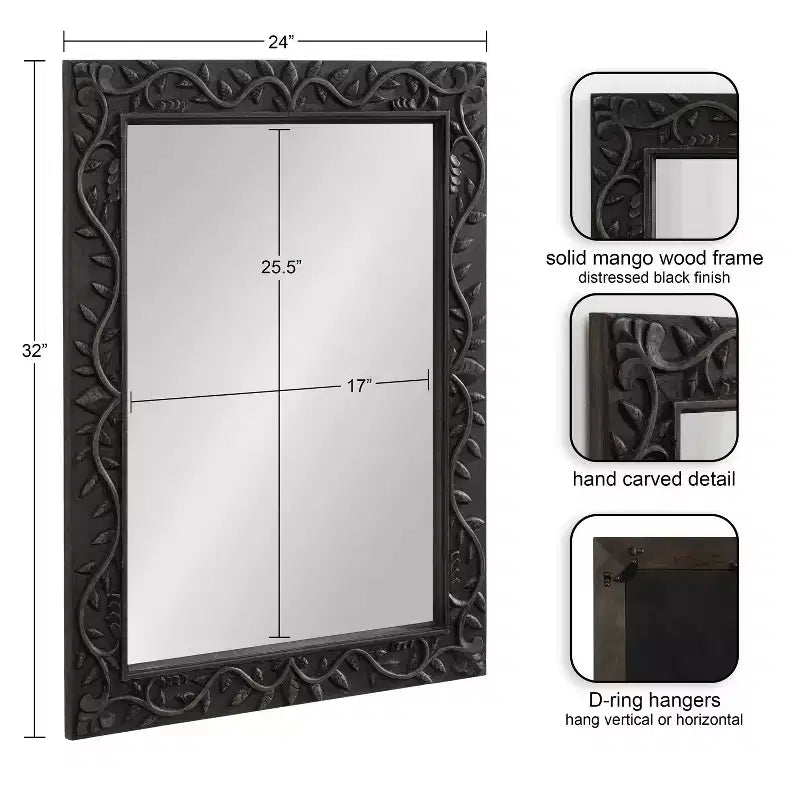 Specchio intagliato in legno Natesa di Kate & Laurel All Things Decor, 60x80 cm