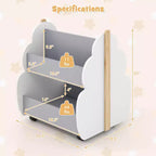 Costway Libreria per Bambini in Legno con Ruote, Scaffale Porta Giocattoli a 2 Ripiani, Libreria Fronte/Retro, Grigio/Naturale