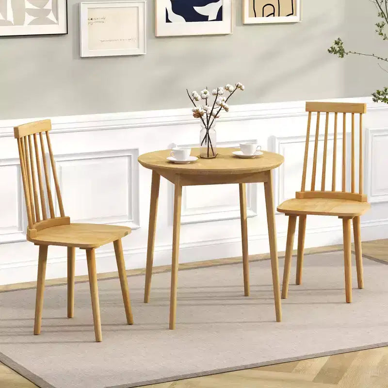 Costway Windsor Sedie da Pranzo Set da 2/4 Sedie da Pranzo con Schienale Alto a Fusi Naturali