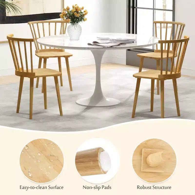Costway Windsor Sedie da Pranzo Set da 2/4 Sedie da Pranzo con Schienale Alto a Fusi Naturali