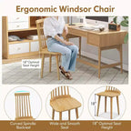Costway Windsor Sedie da Pranzo Set da 2/4 Sedie da Pranzo con Schienale Alto a Fusi Naturali