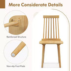Costway Windsor Sedie da Pranzo Set da 2/4 Sedie da Pranzo con Schienale Alto a Fusi Naturali