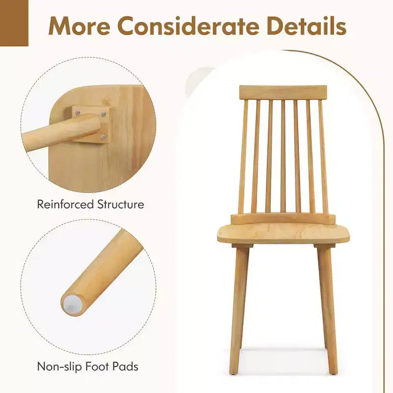 Costway Windsor Sedie da Pranzo Set da 2/4 Sedie da Pranzo con Schienale Alto a Fusi Naturali